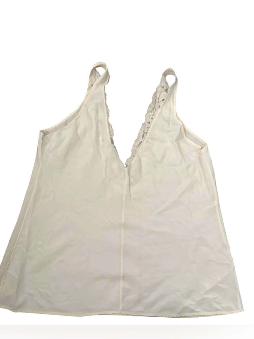Lady Lynne Vintage Lace-Trim Slip Camisole — Cream